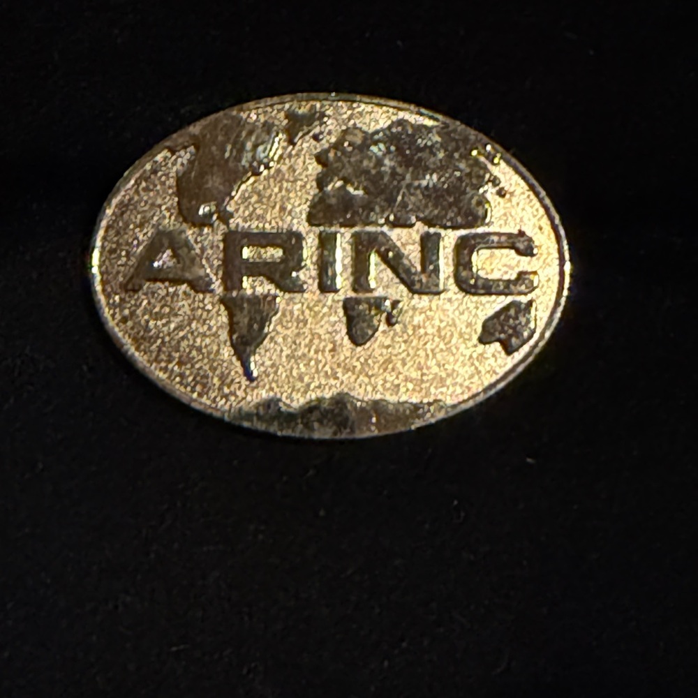 ARINC Aeronautical Radio Gold Tone Lapel Tie Hat Pin 1" Vintage Communications